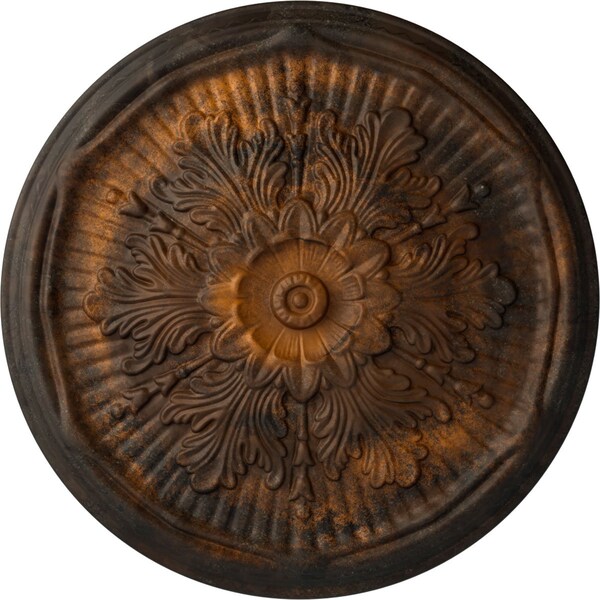 Ekena Millwork Luton Ceiling Medallion (Fits Canopies up to 3 1/2"), Hand-Painted Rust, 21"OD x 2"P CM21LURUS - main
